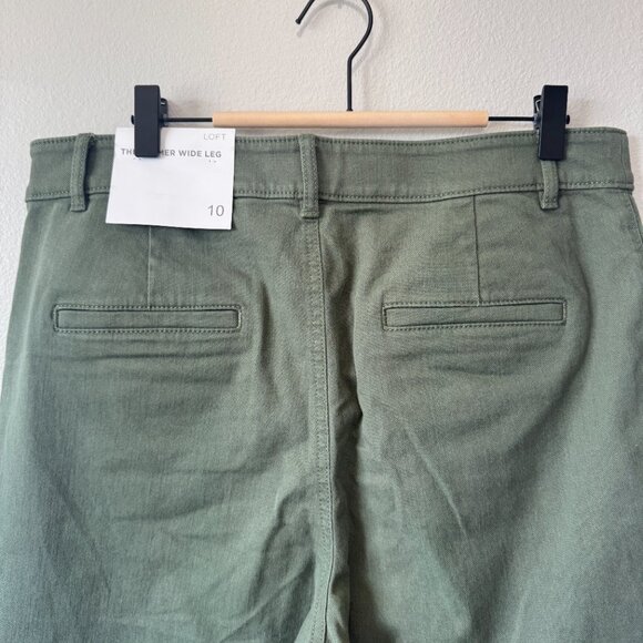LOFT Women’s The Palmer Wide Leg Cotton Twill Pants in Sage Green Size 10 - Picture 12 of 12
